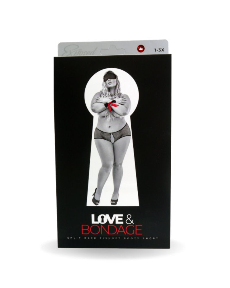 Bondage Set - Split Back Fishnet Booty Short L/XL**** - Just for you desires