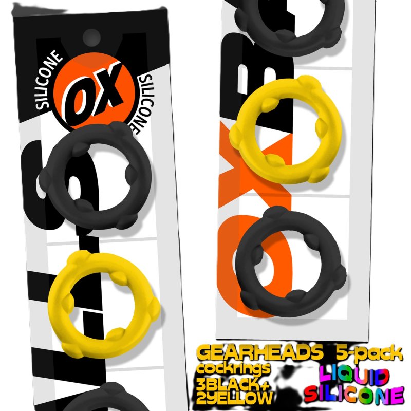 OXBALLS GEARHEADS 5-pack spinner rings YELLOW/BLACK