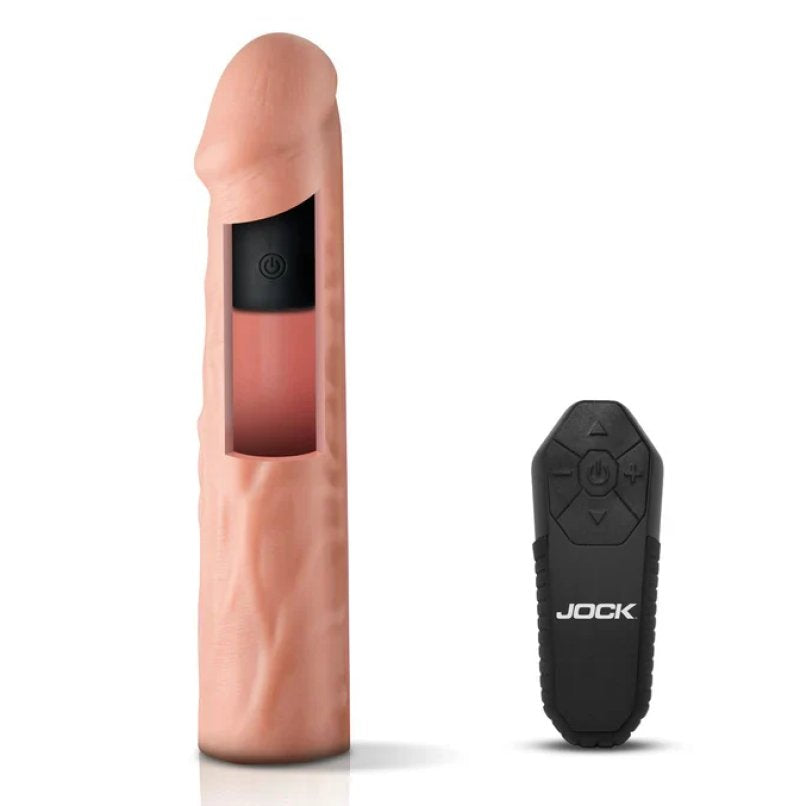 JOCK Enhancers 1.5" Vibrating Penis Extension w/ Remote - Light - Just for you desires
