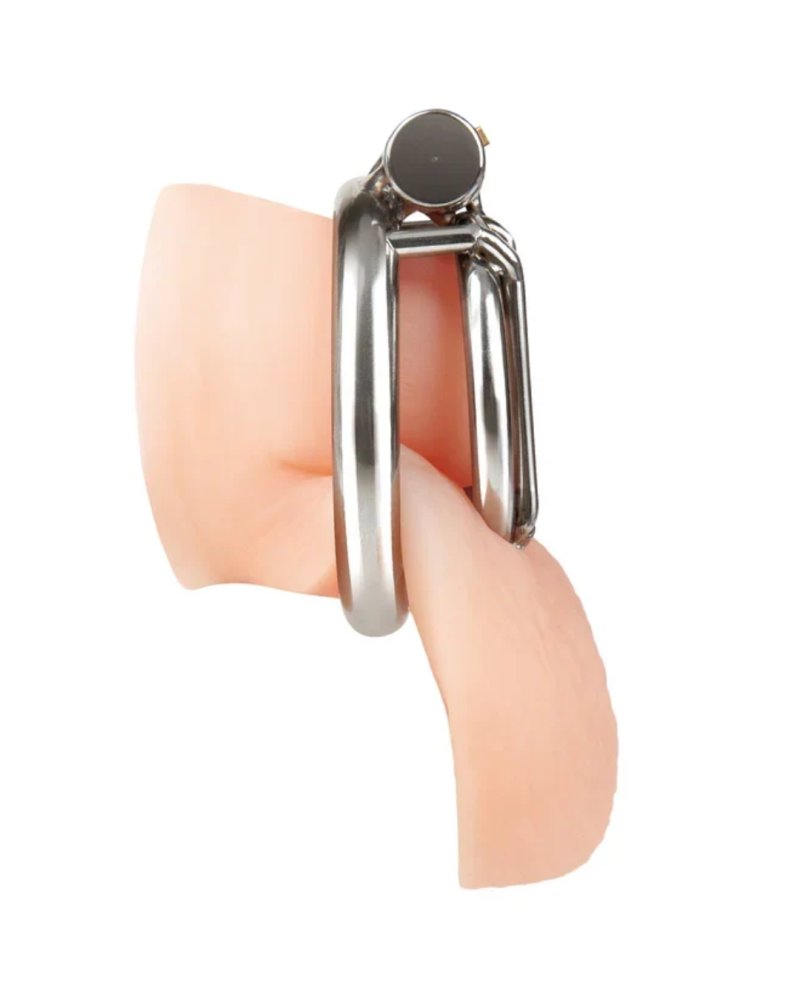 Blue Line Stainless Steel Inverted Micro Jail Time Chastity Cage - Just for you desires