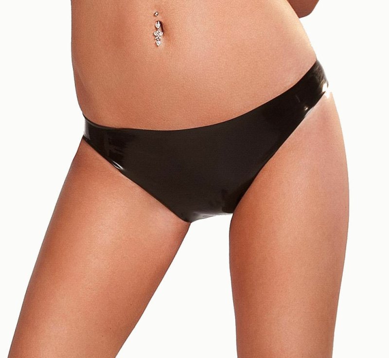 Saxenfelt Latex Ladies Brief with Dildo - Black Medium
