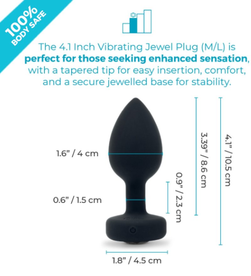 b-Vibe Vibrating Jewel Plug M/L Black