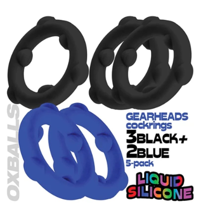 OXBALLS GEARHEADS 5-pack spinner rings BLUE/BLACK