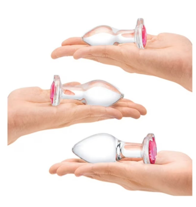 Glas 3"/ 3.5"/ 4" 3PC Heart Jewel Anal Training Kit