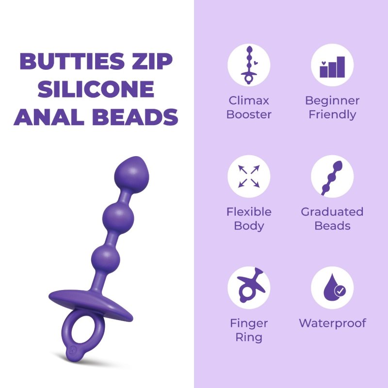 b-Vibe Butties Zip Silicone Anal Bead