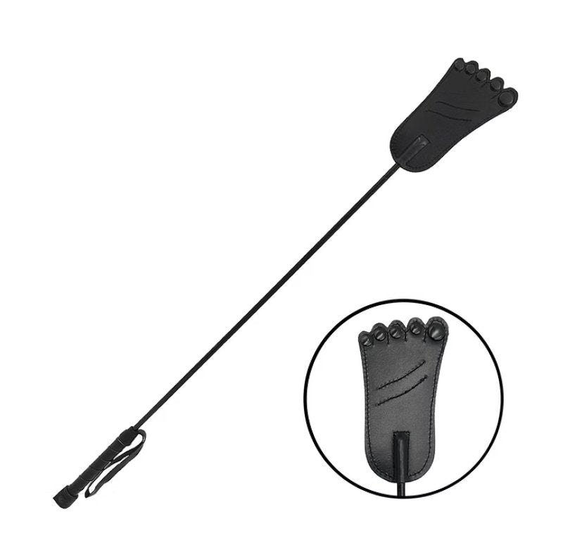 Rouge Leather Foot Riding Crop Black