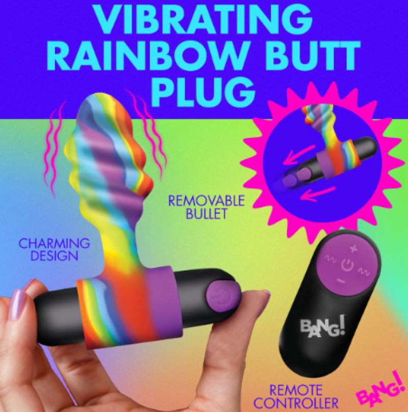 BANG! Vibrating Rainbow Butt Plug