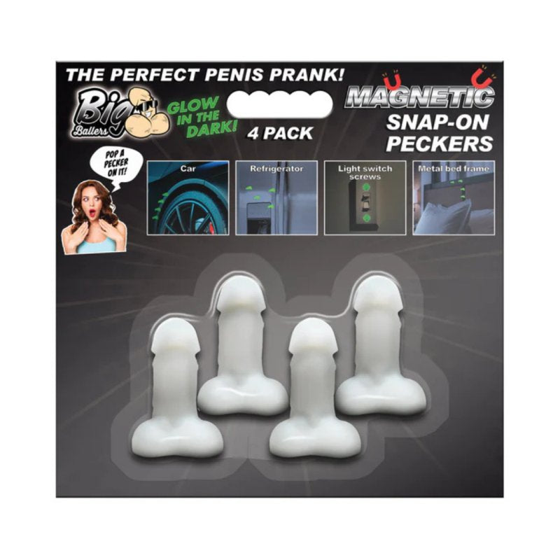 Big Ballers Glow-in-the-Dark Magnetic Snap-On Peckers - 4 Pack - Just for you desires