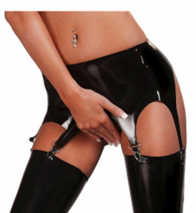Saxenfelt Latex Suspenders - Black Small