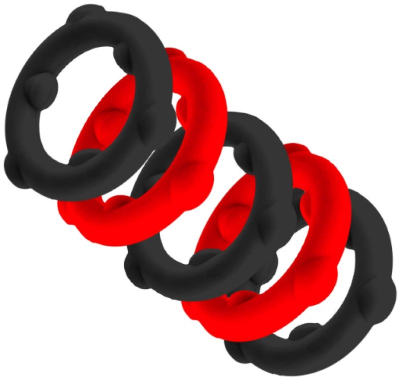 OXBALLS GEARHEADS 5-pack spinner rings RED/BLACK