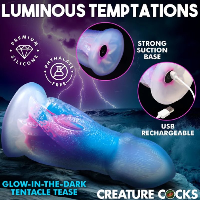 Creature Cocks Cocktopus Deluxe Glow-in-the-Dark Vibrating Silicone Dildo - Just for you desires