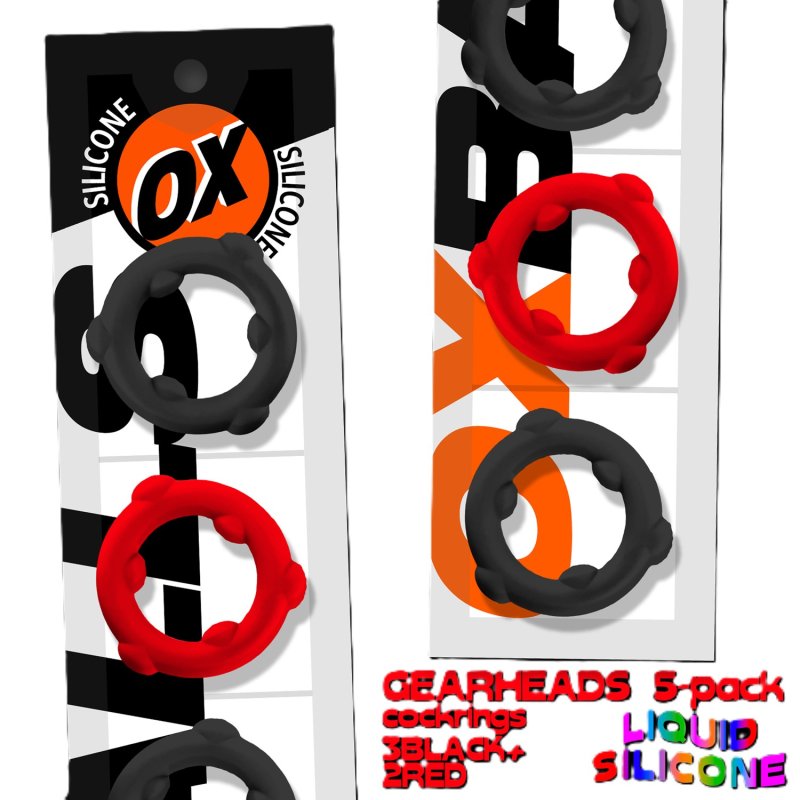 OXBALLS GEARHEADS 5-pack spinner rings RED/BLACK