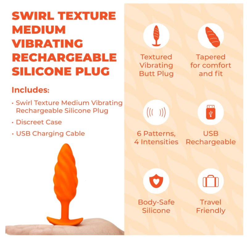 b-Vibe Swirl Texture Plug - Orange