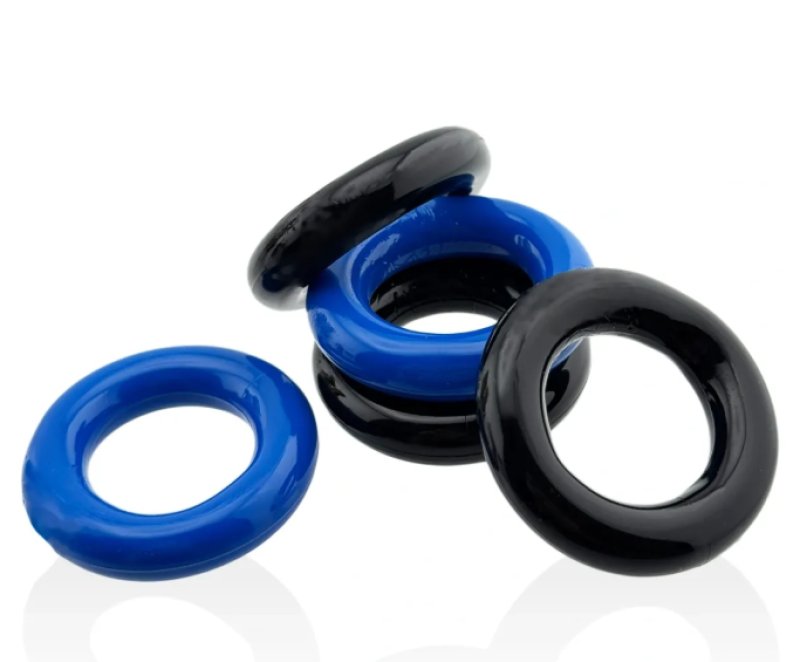 HUNKYJUNK JACKER 5-STACK five-pack tube super-strong  cockrings BLUE/BLACK - Just for you desires