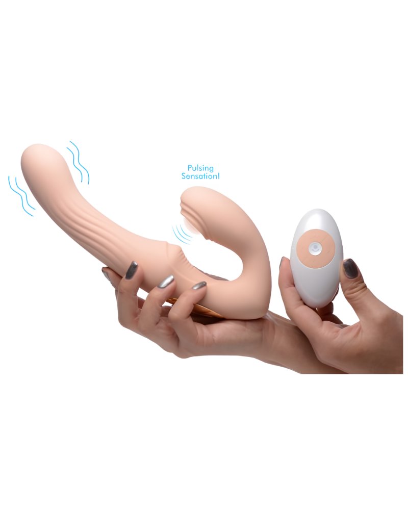Strap U 15X U-Pulse Pulse & Vibe Strapless Strap-on w/ Remote - Blush**** - Just for you desires
