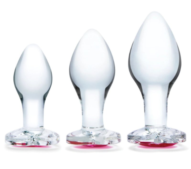 Glas 3"/ 3.5"/ 4" 3PC Heart Jewel Anal Training Kit