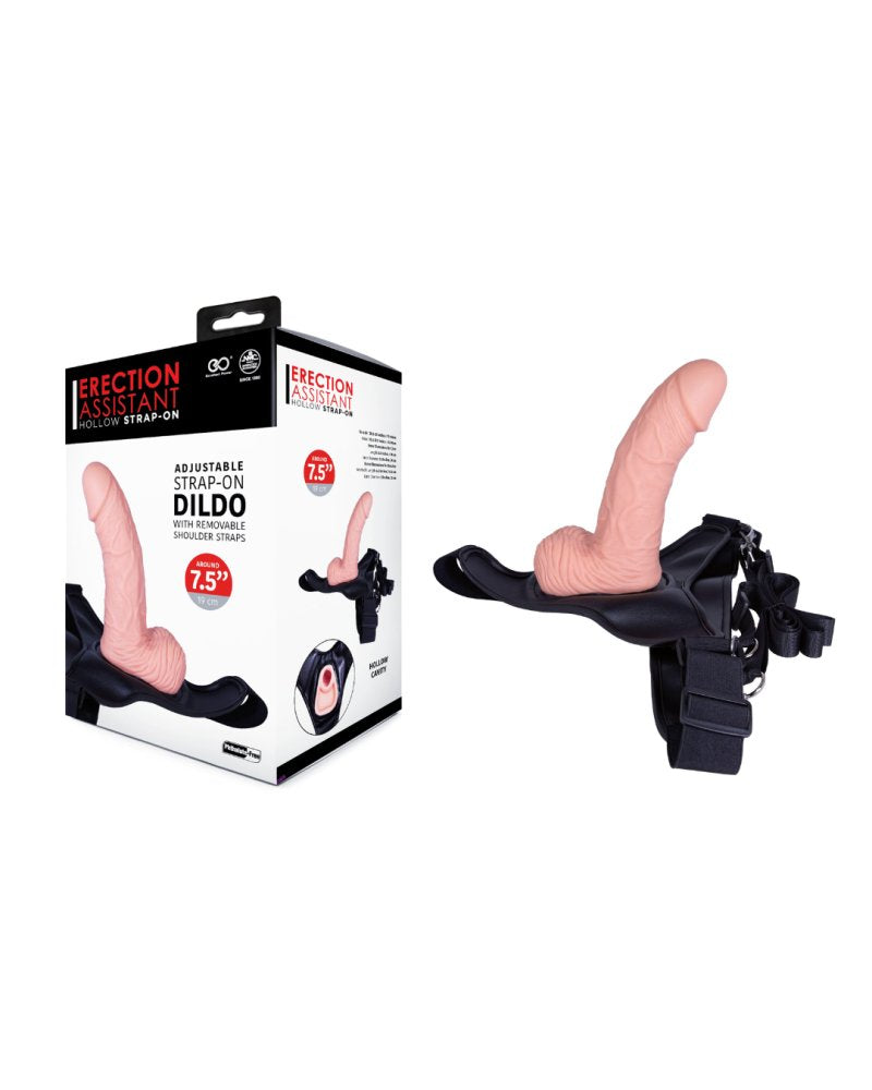 SILICONE HOLLOW ADJUSTABLE STRAP ON DILDO 7.5"