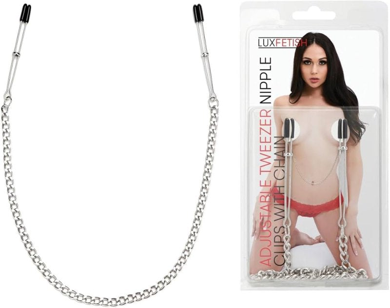 Lux Fetish Adjustable Tweezer Nipple Clips With Chain - Just for you desires