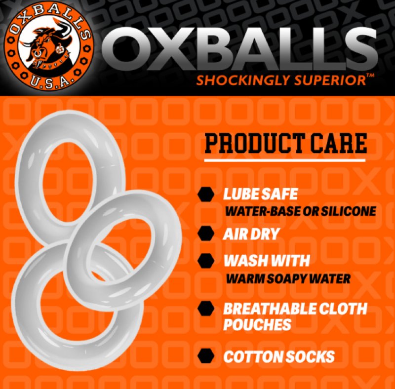 OXBALLS WILLY RINGS 3-pack stretchy cockrings CLEAR