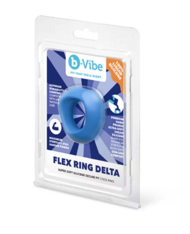 b-Vibe Flex Ring Delta - Silicone Cock Ring - Blue