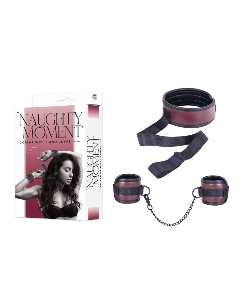 NAUGHTY MOMENT COLLAR WITH HAND CUFFS RED - Just for you desires