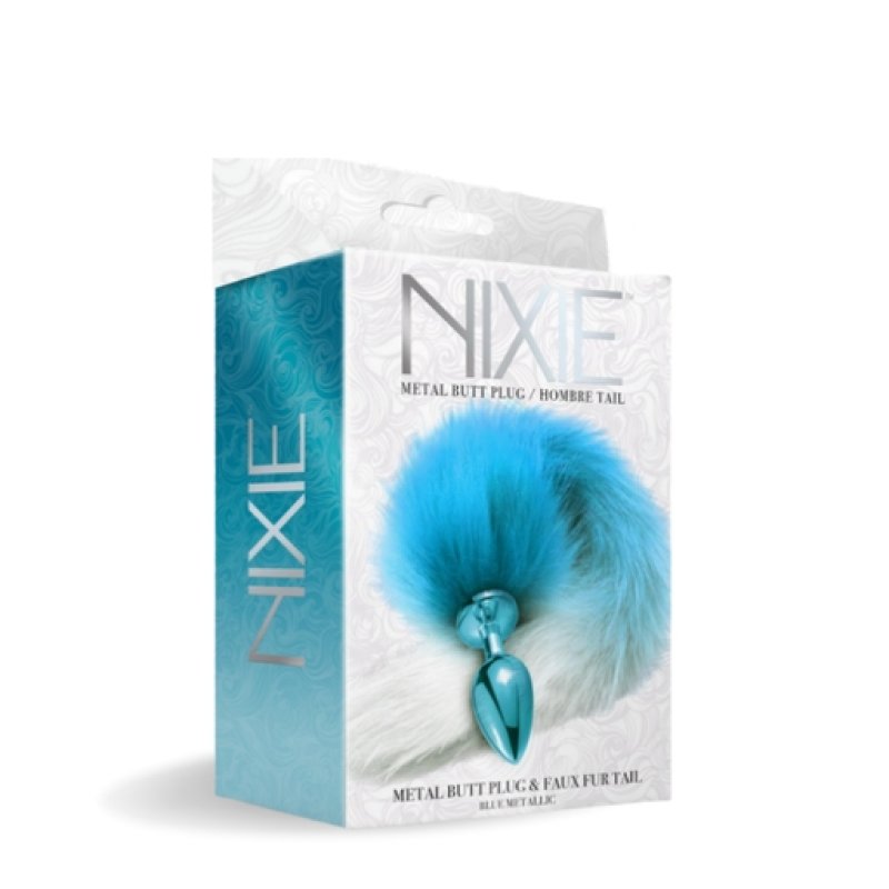 NIXIE Metal Butt Plug With Tail Metallic Blue****