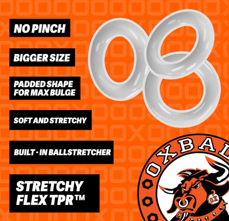 OXBALLS WILLY RINGS 3-pack stretchy cockrings CLEAR