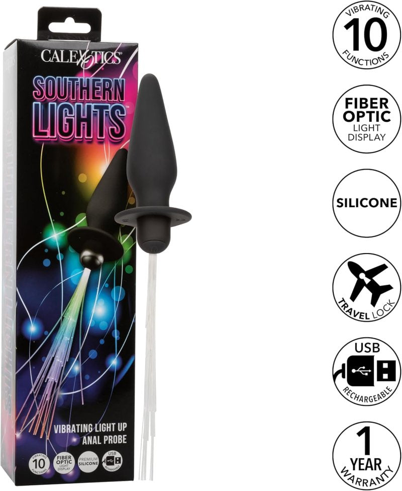 Southern Lights™ Vibrating Light Up Anal Probe - Black