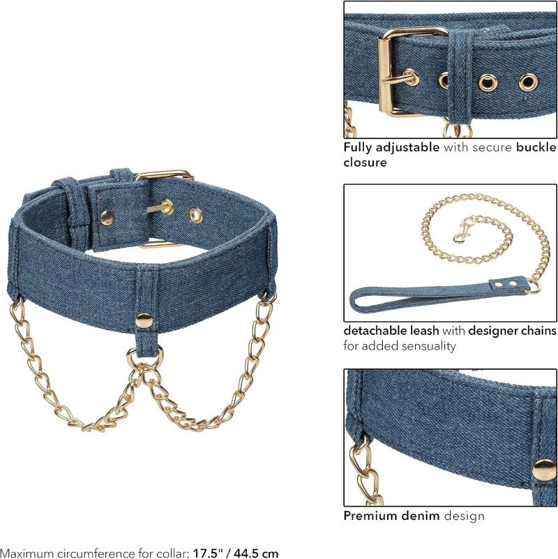 Ride 'Em Premium Denim Collection Collar With Leash****