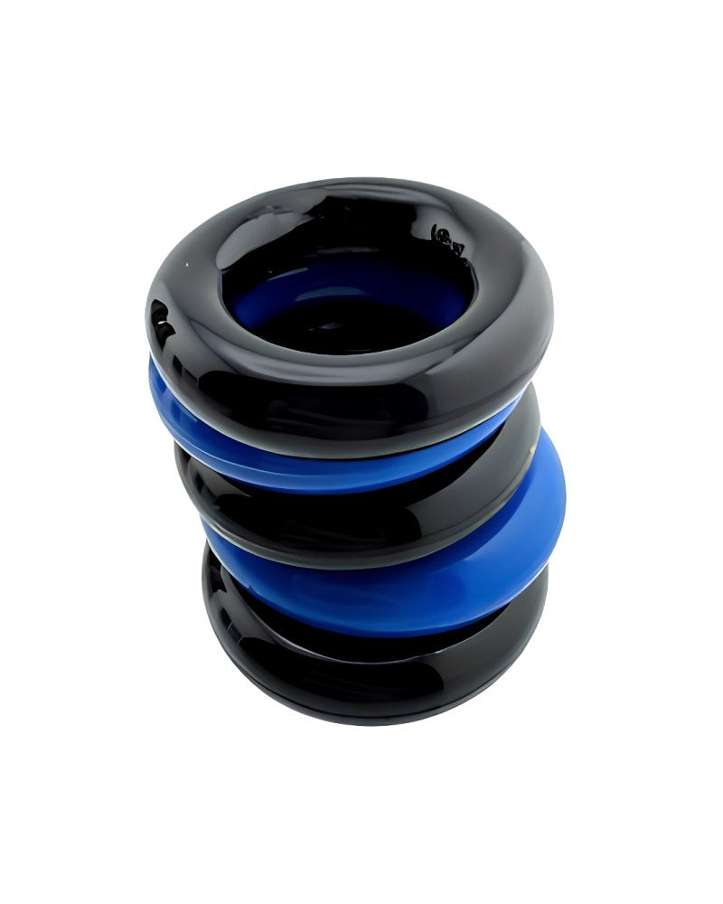 HUNKYJUNK JACKER 5-STACK five-pack tube super-strong  cockrings BLUE/BLACK - Just for you desires