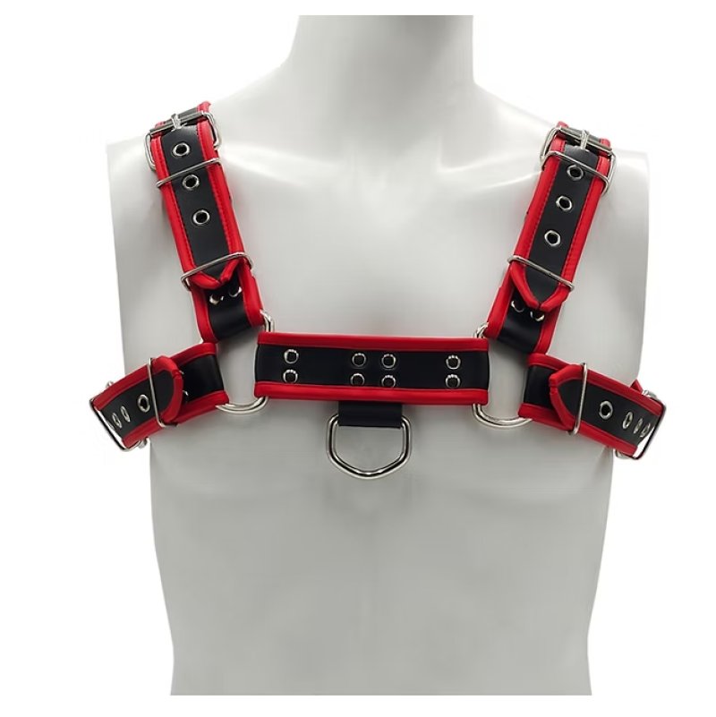 ROUGE Front Harness Black with Red Piping PVC O.T.H L/XL