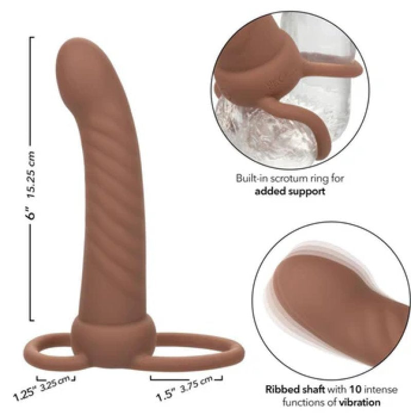 Performance Maxx Rechargeable Ribbed Dual Penetrator - Brown