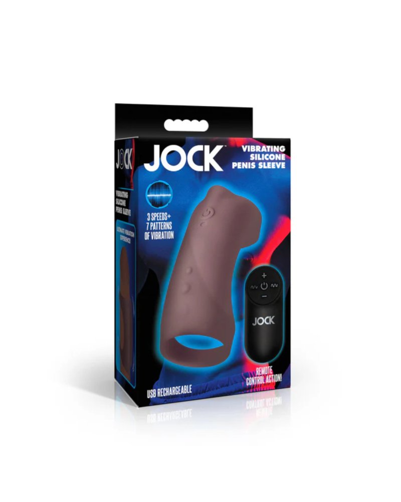 JOCK Vibrating Silicone Penis Sleeve - Dark