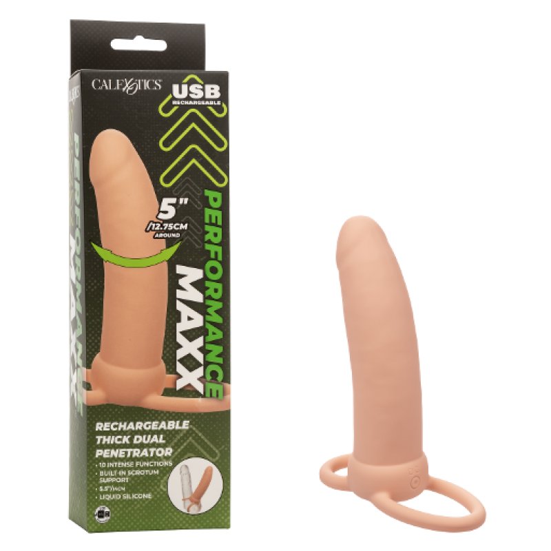 Performance Maxx Rechargeable Thick Dual Penetrator 5" - Ivory - Just for you desires