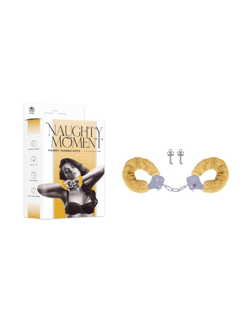NAUGHTY MOMENT HANDCUFF WITH FURRY SLEEVE YELLOW - Just for you desires