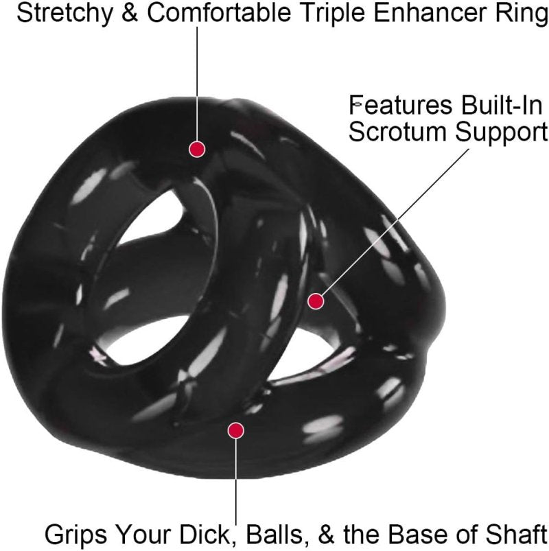 OXBALLS TRI-SPORT versatile 3-ring cocksling BLACK