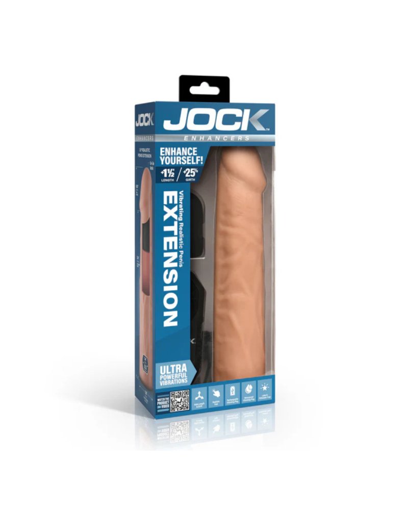 JOCK Enhancers 1.5" Vibrating Penis Extension w/ Remote - Light - Just for you desires