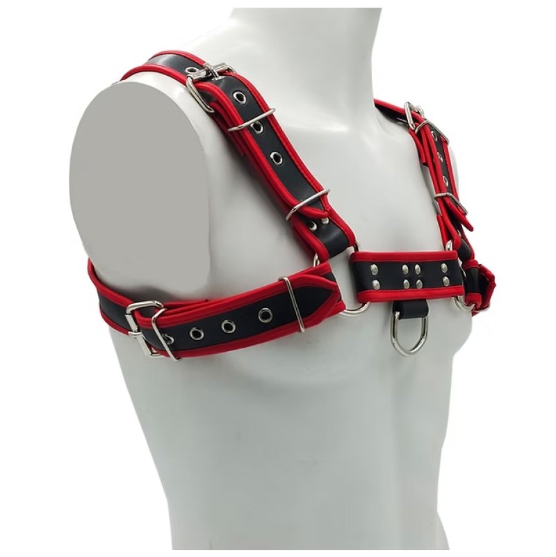 ROUGE Front Harness Black with Red Piping PVC O.T.H L/XL