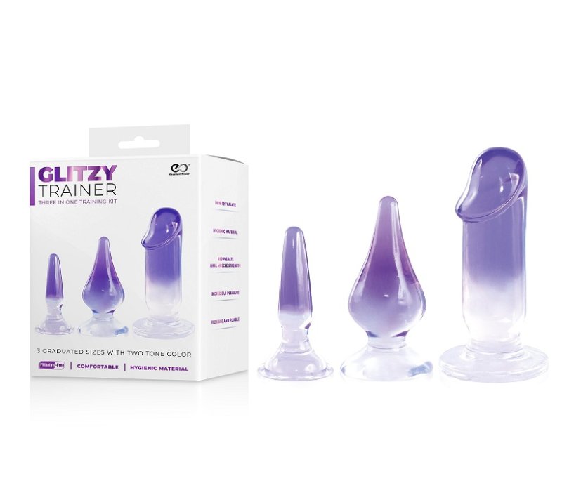 GLITZY TRAINER 3 IN 1 DONG MIXED SET - PURPLE - Just for you desires