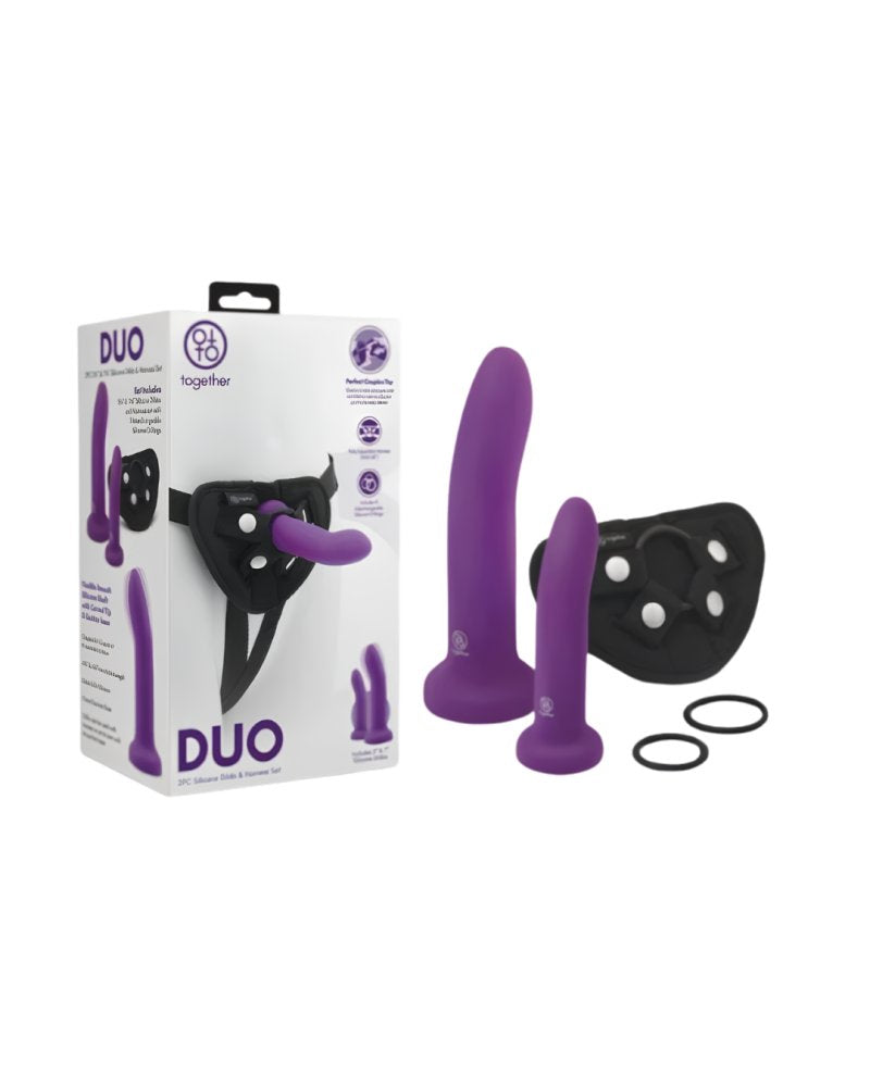 Together Duo 2pc 5.5” & 7.75” Silicone Dildo & Harness Set