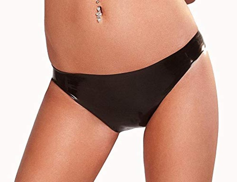 Saxenfelt Latex Ladies Brief with Dildo - Black Large