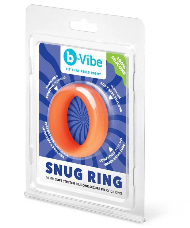 b-Vibe Snug Ring 40mm Snug Fit Silicone Cock Ring - Orange - Just for you desires