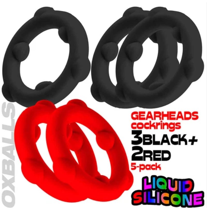 OXBALLS GEARHEADS 5-pack spinner rings RED/BLACK