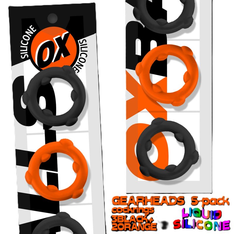 OXBALLS GEARHEADS 5-pack spinner rings ORANGE/BLACK - Just for you desires