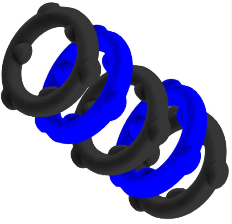 OXBALLS GEARHEADS 5-pack spinner rings BLUE/BLACK
