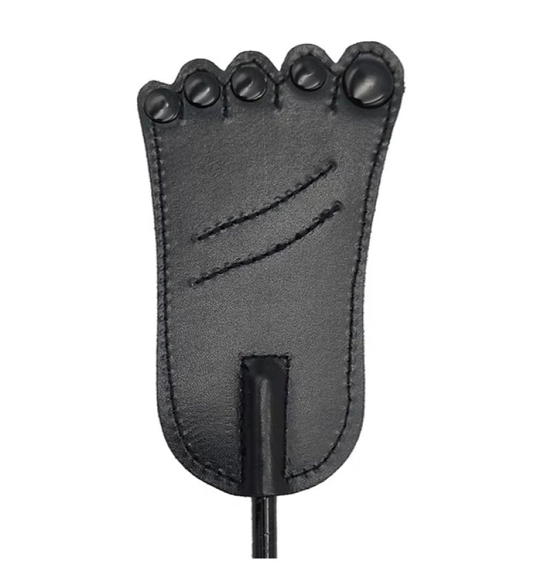 Rouge Leather Foot Riding Crop Black