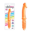 LUST JELLY DOUBLE DONG 9.5" - ORANGE - Just for you desires