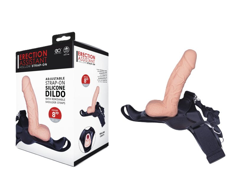 SILICONE HOLLOW ADJUSTABLE STRAP ON DILDO 8"