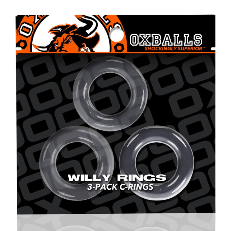 OXBALLS WILLY RINGS 3-pack stretchy cockrings CLEAR