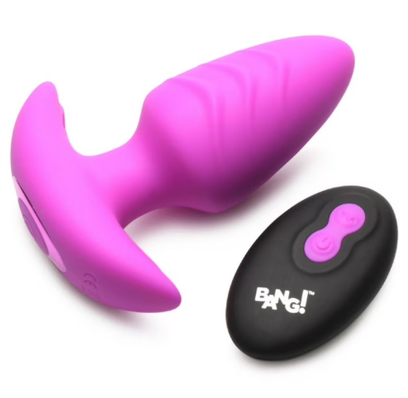BANG! 10X Rotating & Vibrating Silicone Butt Plug w/ Remote - Purple - Just for you desires
